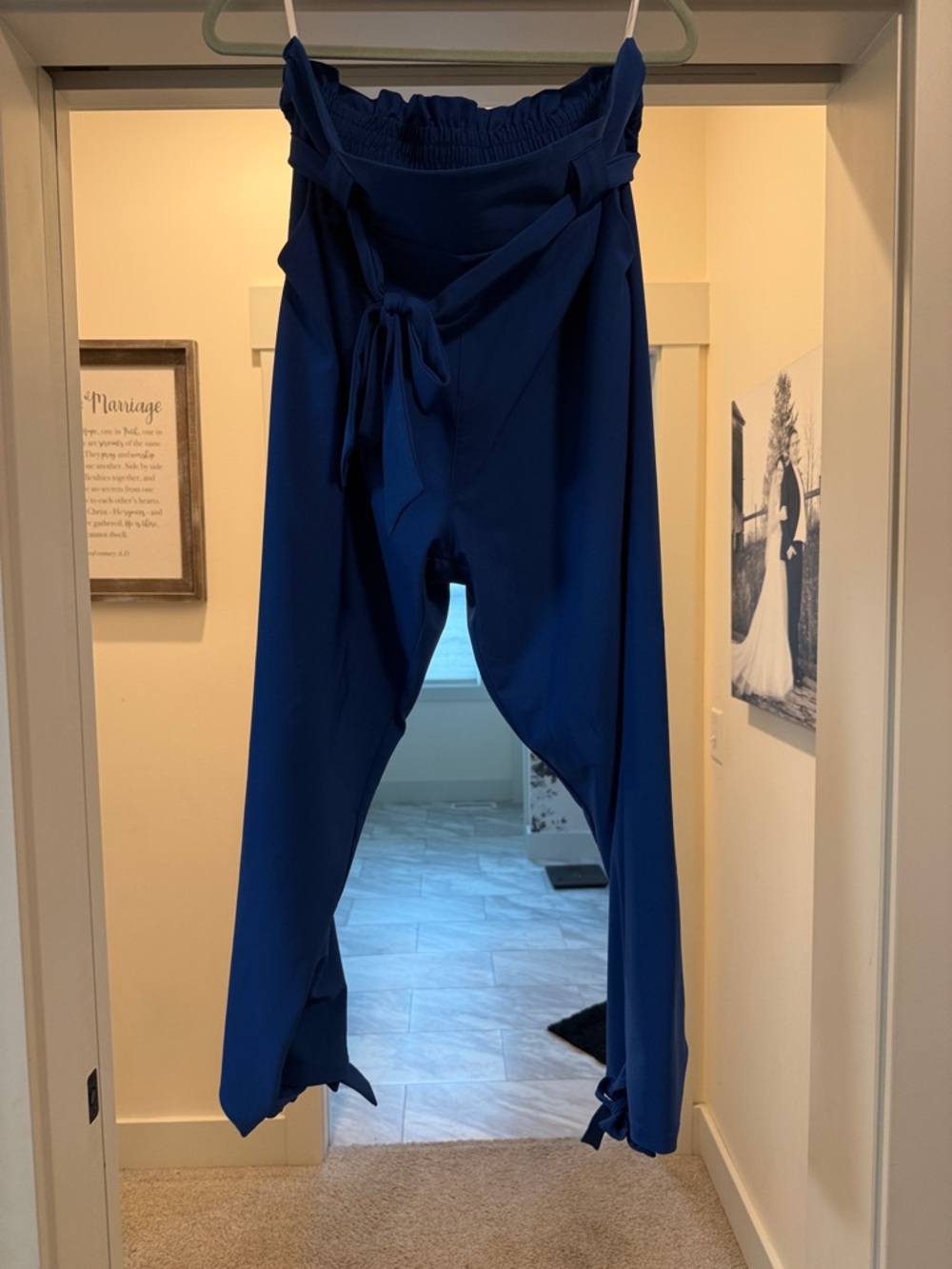 Grace Karin Navy Blue Elastic Waist Pants